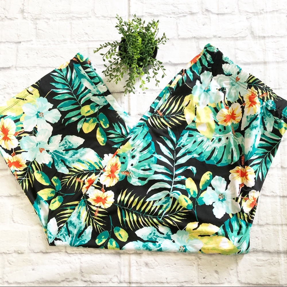 Denim 24/7 palm palazzo pull on pants 4x